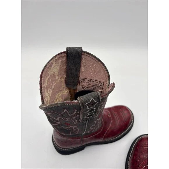 Ariat Boots Womens Size 6 B ProBaby Ostrich Print Red & Grey 16708 - Picture 6 of 9